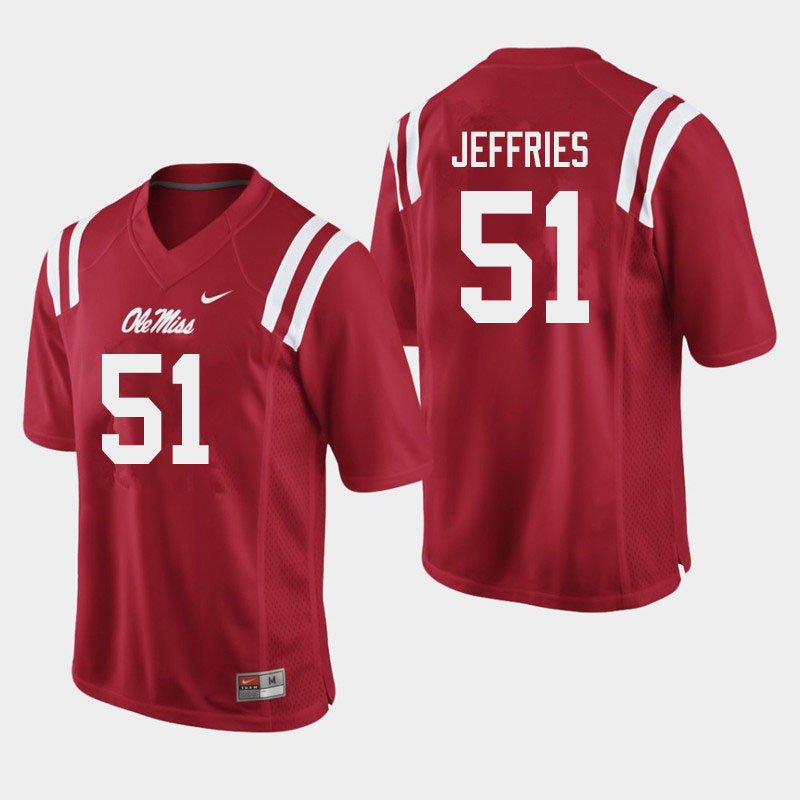 Ole Miss Rebels #51 Eric Jeffries College Football Jerseys Sale-Red